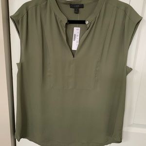 NWT JCrew drapey cap sleep top, size M, forest green